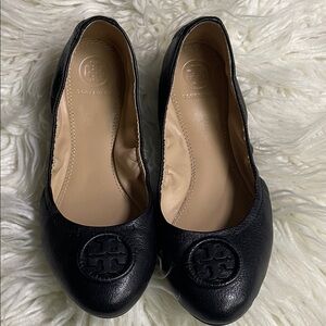 Tory Burch Black Leather Flats